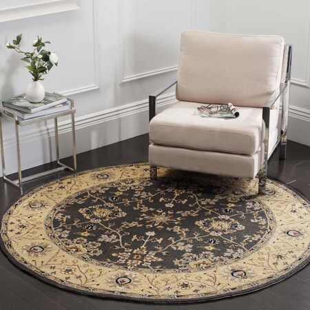Safavieh Easy Care Hand Hooked Round RugGrey & Cream 8 x 8 ft. EZC751H-8R